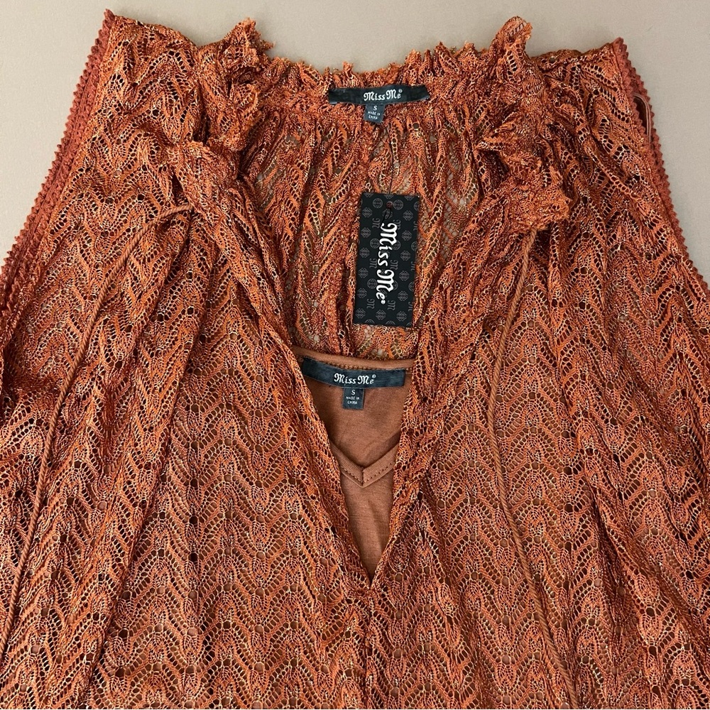 Miss Me Rust Orange Metallic Swing Dress - Picture 2 of 10